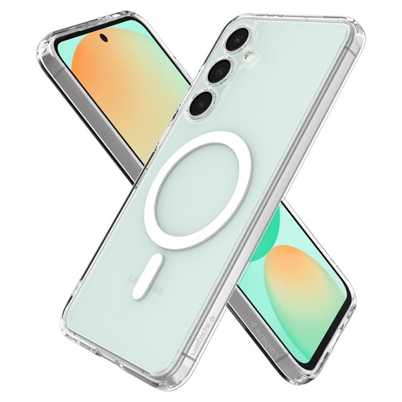 Etui z MagSafe Spigen do Samsung Galaxy S24 FE, Ultra Hybrid, przezroczyste / białe + Szkło Hartowane 9H