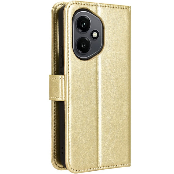 Etui z klapką do Honor 400 5G, Crazy Horse Wallet, złote