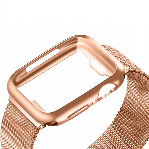 Bransoleta + Etui z Osłoną na Ekran do Apple Watch 10/11 42mm, Różowe złoto