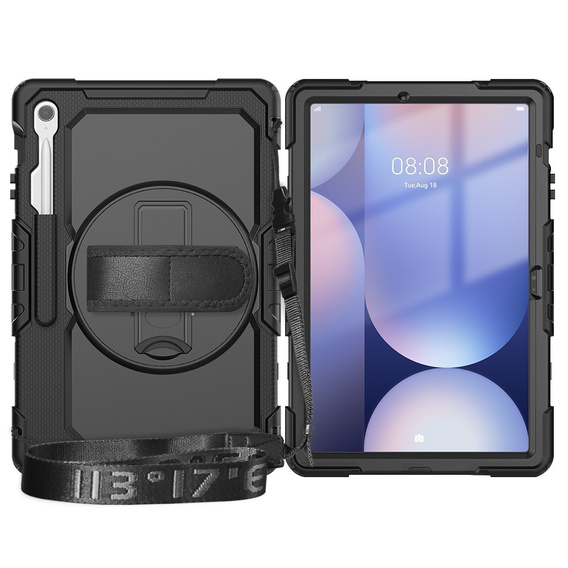 Etui do Samsung Galaxy Tab S10 FE+ (SM‑X620/X626B) – folia PET i pasek na ramię – czarne