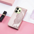Etui z klapką do Xiaomi Redmi Note 14 4G, Butterfly, różowe rose gold