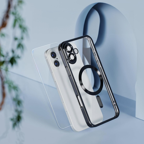 Etui do iPhone 16 Plus, Electro MagSafe, czarne + Szkło na ekran