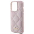 Etui GUESS do iPhone 15 Pro, Quilted Metal Logo, różowe