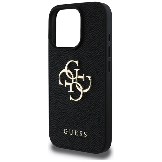Etui GUESS do iPhone 16 Pro, Grained Big 4G and Classic Logo, czarne