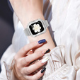 Bransoleta + Etui z Diamentami do Apple Watch 4/5/6/SE 44mm, Srebrna