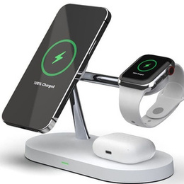ERBORD 3in1 Bezprzewodowa ładowarka indukcyjna z MagSafe do iPhone Apple Watch AirPods, biała