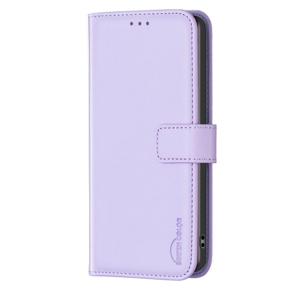 Etui z klapką do Samsung Galaxy A25 5G, BINFEN Wallet, fioletowe + szkło 9H