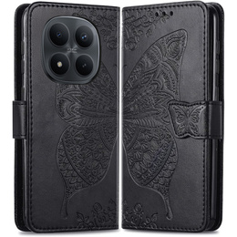 Etui z klapką do Xiaomi Redmi Note 15 Pro 4G, Butterfly, czarne