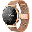 Bransoleta Milanese + Etui z osłoną na ekran do Huawei Watch GT 2 Pro, Różowe złoto