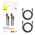 Baseus kabel Cafule USB‑C na USB‑C 1 m 100 W – czerwono‑czarny + szaro‑czarny (2 szt.)