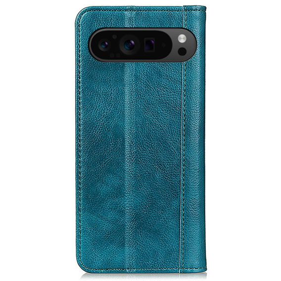Etui z klapką do Google Pixel 10 Pro XL / 9 Pro XL, skórzane z kieszonką, zielone