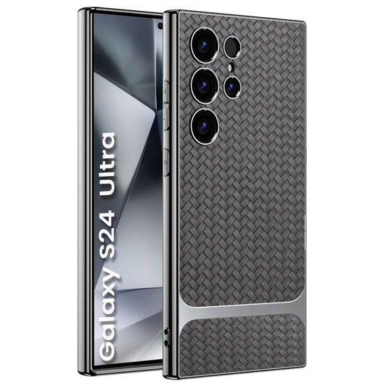 Etui do Samsung Galaxy S24 Ultra, GKK Woven Leather, szare