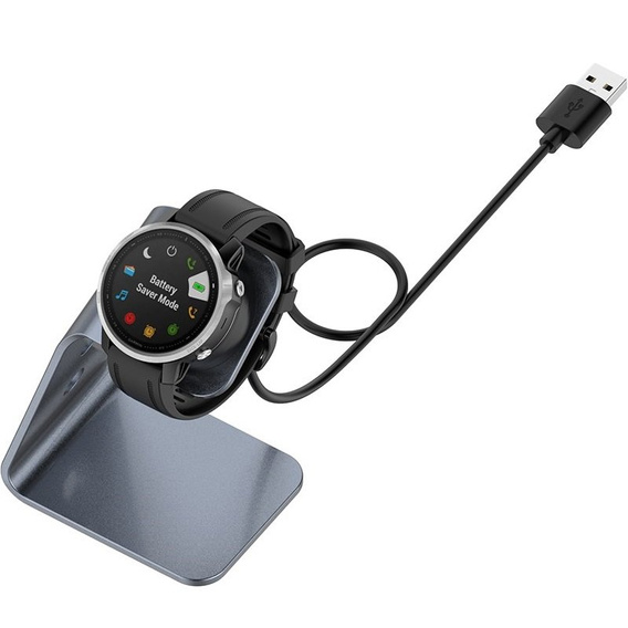 Aluminiowa Stacja Dokująca z kablem USB do zegarków Garmin, Szara