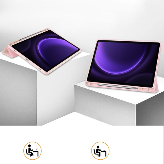 Etui do Samsung Galaxy Tab S9 FE / S10 FE, Smartcase z miejscem na rysik, różowe