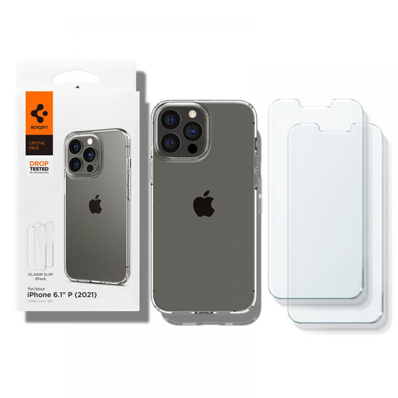 Etui + 2x Szkło Spigen do iPhone 13 Pro, Liquid Crystal Pack, Clear