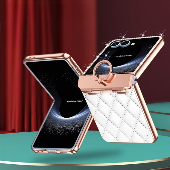 Etui ze szkłem do Samsung Galaxy Z Flip7 5G – białe