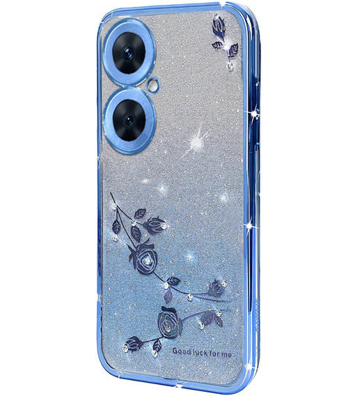 Etui do OnePlus Nord CE 3 Lite 5G, Glitter Flower, niebieskie