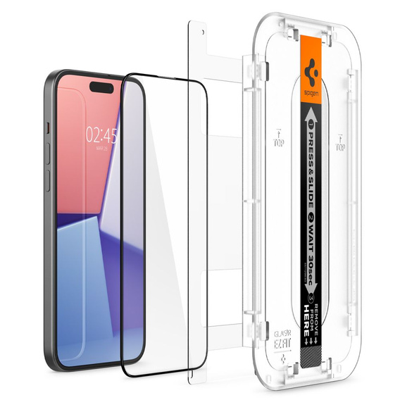 Spigen Glas.TR ”EZ FIT” Szkło Hartowane do iPhone 15 Plus, Czarne