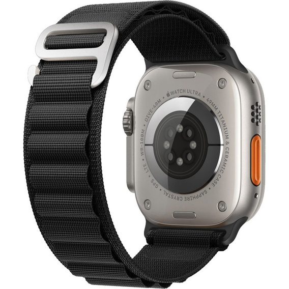 Pasek Nylonowy do Apple Watch 1/2/3/4/5/6/7/8/9/10/11/SE Ultra 1/2/3 42/44/45/46/49mm, Czarny