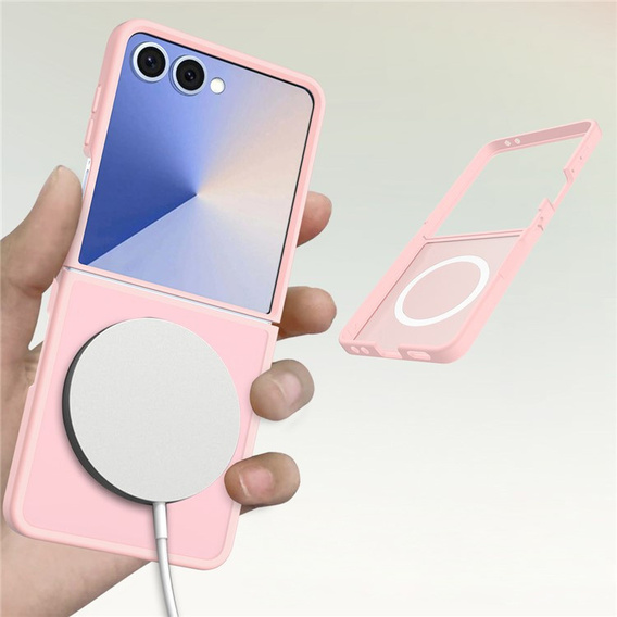 Etui do Samsung Galaxy Z Flip7 z ergonomicznymi osłonami przycisków i wycięciami, różowe