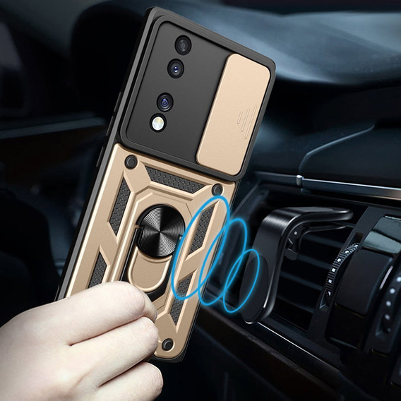 Etui pancerne do Honor 70 5G, CamShield Slide, złote