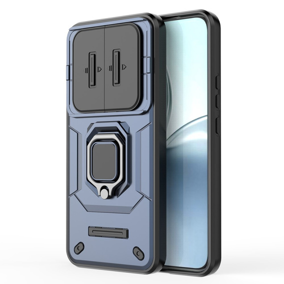 Etui pancerne do Realme 14 Pro+ 5G, z osłoną aparatu i podstawką, niebieskie