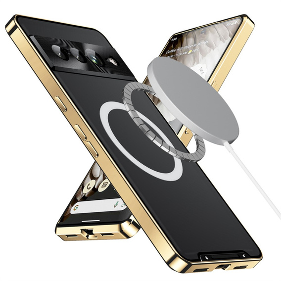Etui z ochroną aparatu do Google Pixel 8 Pro, CamShield MagSafe, przezroczyste / złote