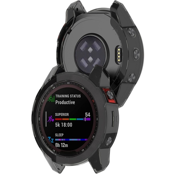 Etui silikonowe do Garmin Fenix 7, Przezroczysty Czarny