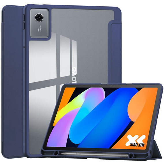 Etui z przezroczystym tyłem i miejscem na rysik do Lenovo Idea Tab 11" 2025 TB336FU TB336ZU, granatowe