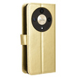 Etui z klapką do Honor Magic 6 Lite 5G, Crazy Horse Wallet, złote