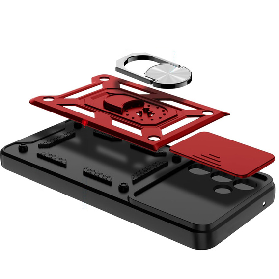 Etui pancerne do Samsung Galaxy A36 5G, CamShield Slide, czerwone + Szkło Hartowane 9H