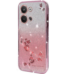 Etui do Infinix Note 30 VIP, Glitter Flower, różowe rose gold
