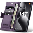 Etui do Xiaomi 14T, ERBORD Glossy Litchi, portfel z klapką, fioletowe