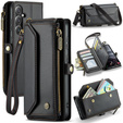 Etui CASEME do Samsung Galaxy S24 FE, RFID Leather Wallet, z paskiem na ramię, czarne