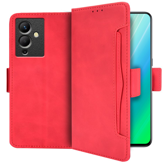 Etui z klapką do Infinix Note 12 5G, Card Slot, czerwone