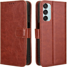Etui z klapką do Samsung Galaxy M15 5G, Crazy Horse Wallet, brązowe