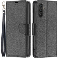 Etui z klapką do Samsung Galaxy A34 5G, Wallet Litchi Magnet, czarne