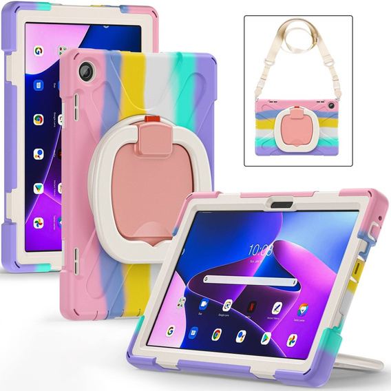 Etui dla dzieci do Lenovo Tab M10 10.1 Gen 3, pancerne z paskiem, wielokolorowe