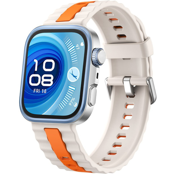 Pasek Silikonowy do Huawei Watch Fit 4 / 4 Pro / 3, Beżowy / Pomarańczowy