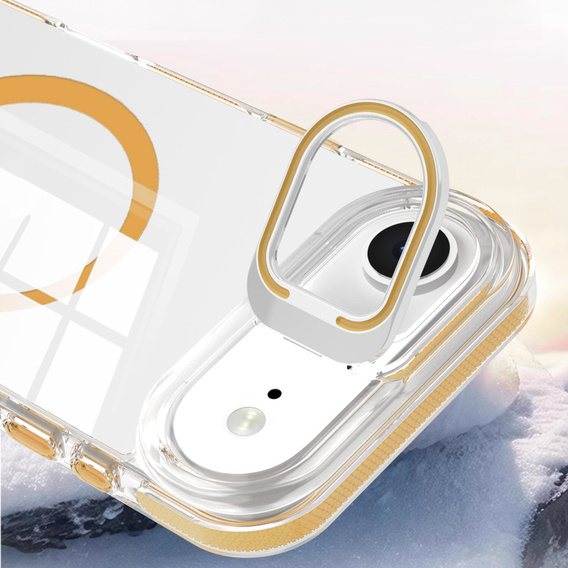 Etui do iPhone Air, do MagSafe, z podstawką, przezroczyste ze złotymi akcentami