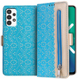 Etui z klapką do Samsung Galaxy A33 5G, Wallet Pocket Zipper Lace, niebieskie