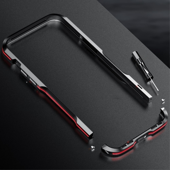 Etui LUPHIE do iPhone 15 Plus, Armor Bumper, czarne / czerwone