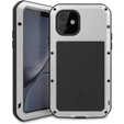 Etui Love Mei do iPhone 11, pancerne ze szkłem, srebrne