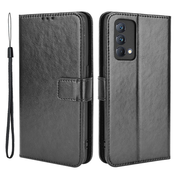 Etui z klapką do Realme GT Master, Crazy Horse Wallet, czarne