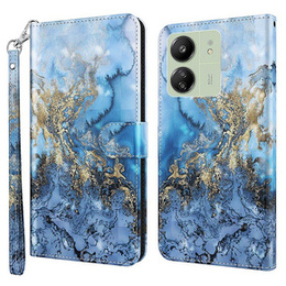 Etui z klapką do Xiaomi Redmi 13C / Poco C65, Wallet, Marble niebieskie
