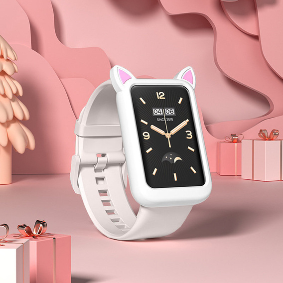 Pasek + Etui Kocie Uszy do Xiaomi Mi Band 7 Pro, Biały