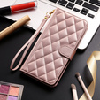 Etui z klapką do Samsung Galaxy A16 / A16 5G, Rhombus Crossbody Leather, różowe rose gold