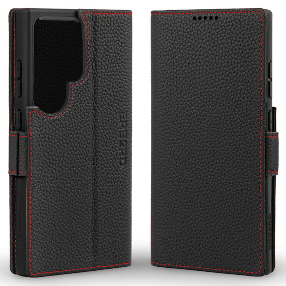 Etui skórzane do Samsung Galaxy S25 Ultra, ERBORD LeatherWallet, czarne