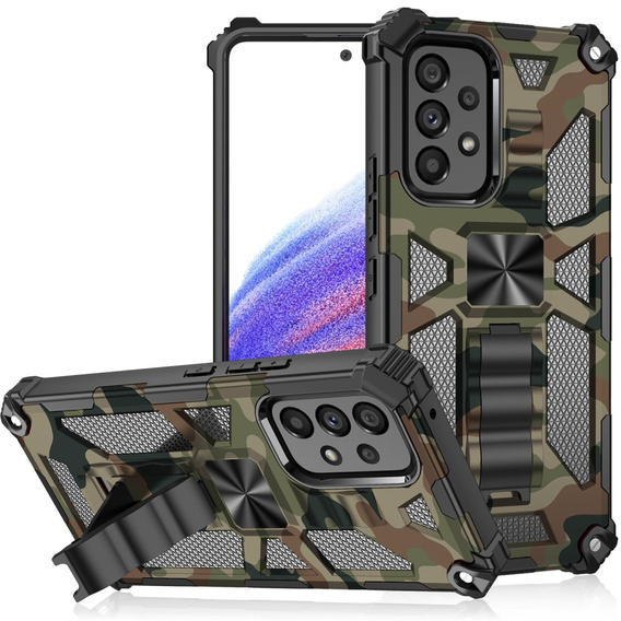 Etui do Samsung Galaxy A53 5G, Hybrydowe z podpórką, camo, moro wojskowa zieleń