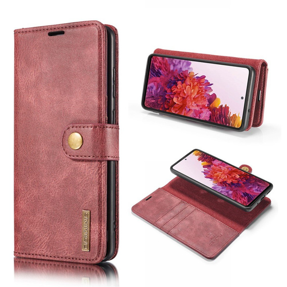 DG.MING Skórzane Etui 2in1 Wallet Case do Samsung Galaxy S20 FE - Wine Red